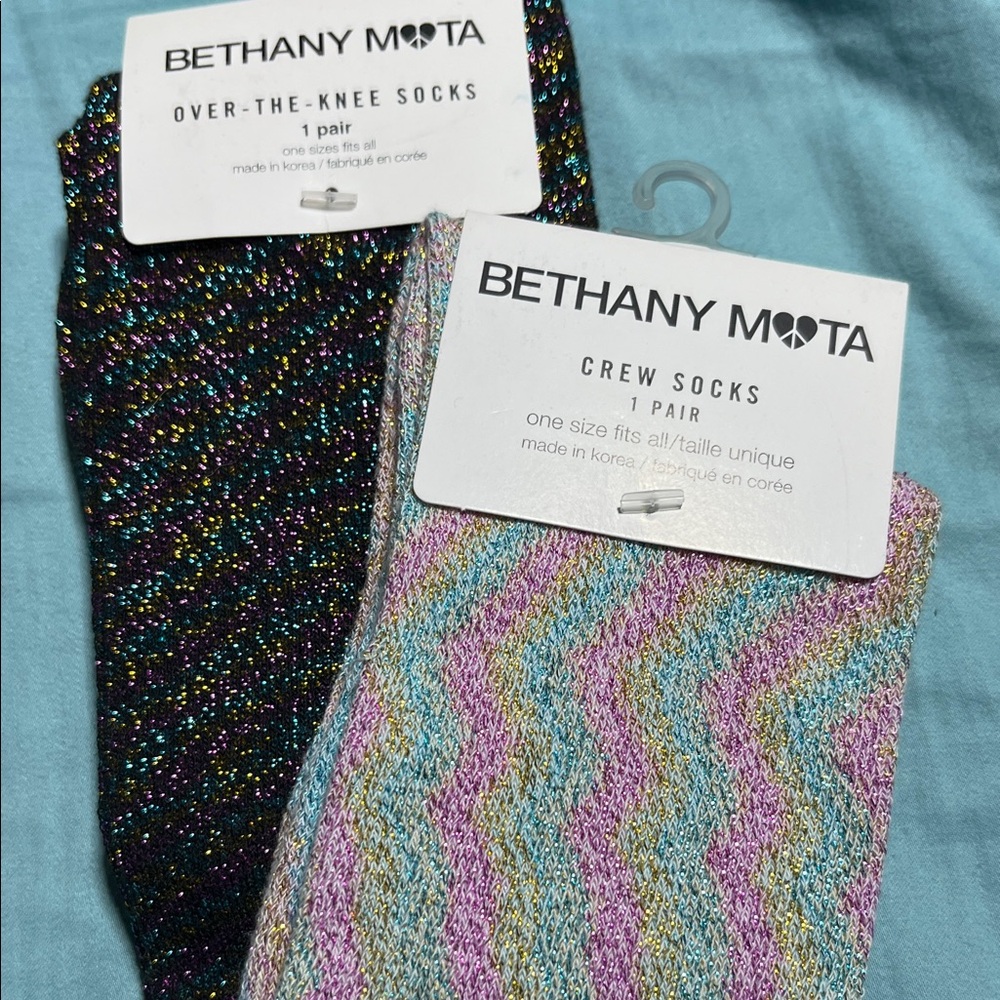 Bethany Mota Glitter Black and Pastel Zigzag Socks